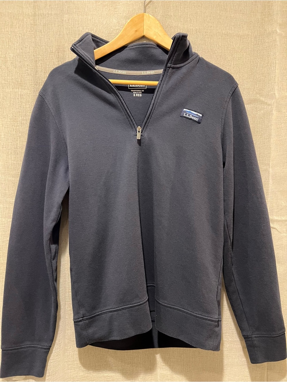 L.L. Bean Navy Men's Quarter-Zip Fleece Pullover